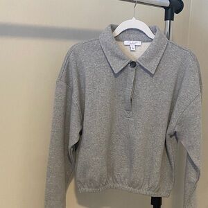 Ann Taylor Heather Gray Buttoned Sweatshirt